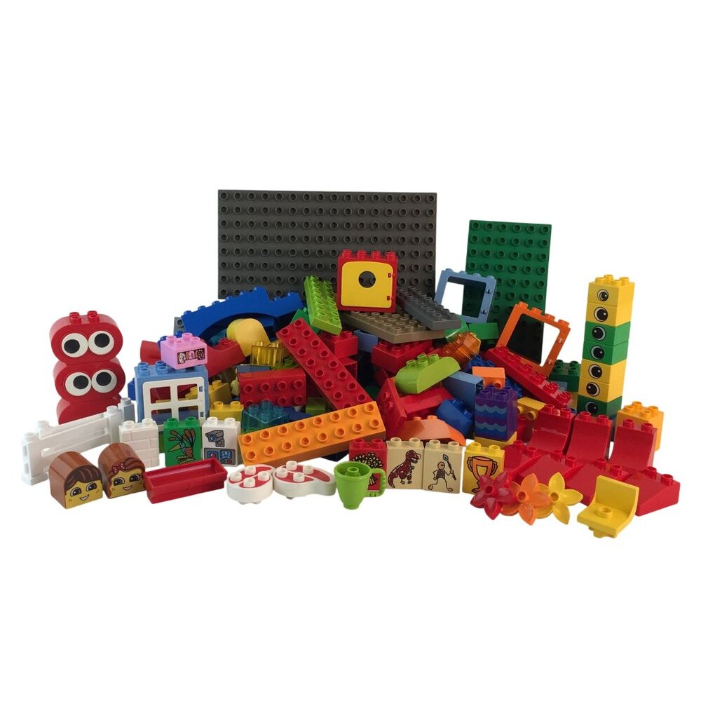 Lego Duplo Building Blocks‎ Lot 190+ Pcs Base Plate Face Eyes Steak Fence Chair